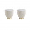 Manhattan Comfort Modern Anderson End Table 2.0 Upholstered in Leatherette with Ceramic Faux Marble Tabletop - Set of 2 White