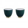 Manhattan Comfort Modern Anderson End Table 2.0 Upholstered in Leatherette with Ceramic Faux Marble Tabletop - Set of 2 Green