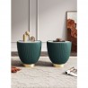 Manhattan Comfort Modern Anderson End Table 2.0 Upholstered in Green Leatherette with Ceramic Faux Marble Tabletop - Set of 2