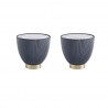 Manhattan Comfort Modern Anderson End Table 2.0 Upholstered in Leatherette with Ceramic Faux Marble Tabletop - Set of 2 Grey