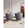 Manhattan Comfort Modern Anderson End Table 2.0 Upholstered in Grey Leatherette with Ceramic Faux Marble Tabletop - Set of 2