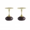 Manhattan Comfort Modern Patchin End Table with Round Metal Base in Brown Wood with Gold Tabletop  - Manhattan Comfort Modern Patchin End Table with Round Metal Base in Brown Wood with Gold Tabletop 