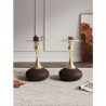 Manhattan Comfort Modern Patchin End Table with Round Metal Base in Brown Wood with Gold Tabletop - Set of 2