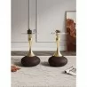 Manhattan Comfort Modern Patchin End Table with Round Metal Base in Brown Wood with Gold Tabletop - Set of 2 - Manhattan Comfort Modern Patchin End Table with Round Metal Base in Brown Wood with Gold Tabletop - Set of 2