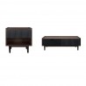 Manhattan Comfort Duane Modern Ribbed End Table and Coffee Table in Dark Brown And Black Set