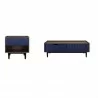 Manhattan Comfort Duane Modern Ribbed End Table and Coffee Table in Dark Brown And Blue Set - Manhattan Comfort Duane Modern Ribbed End Table and Coffee Table in Dark Brown And Blue Set