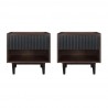 Manhattan Comfort Duane Modern Ribbed Nightstand with Full Extension Drawer in Dark Brown And Black Set