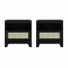 Manhattan Comfort Sheridan Modern Cane Nightstand Black - Manhattan Comfort Sheridan Modern Cane Nightstand Black