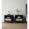 Manhattan Comfort Sheridan Modern Cane Nightstand - Set of 2 Black - Manhattan Comfort Sheridan Modern Cane Nightstand - Set of 2 Black