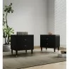 Manhattan Comfort Stanton Modern Nightstand with 2 Full Extension Drawers and Solid Wood Legs in Black - Set of 2 - Manhattan Comfort Stanton Modern Nightstand with 2 Full Extension Drawers and Solid Wood Legs in Black - Set of 2