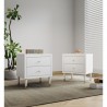 Manhattan Comfort Stanton Modern Nightstand with 2 Full Extension Drawers and Solid Wood Legs in White - Set of 2