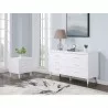 Manhattan Comfort Stanton 2-Piece Modern Dresser and Nightstand Set with Full Extension Drawers and Solid Wood Legs in White - Manhattan Comfort Stanton 2-Piece Modern Dresser and Nightstand Set with Full Extension Drawers and Solid Wood Legs in White
