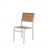 Napa Dining Side Chair - Silver & Teak Seat and Back - Angled