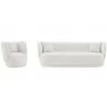 Manhattan Comfort Contemporary Siri Sofa and Accent Chair Set with Pillows In Cream - Manhattan Comfort Contemporary Siri Sofa and Accent Chair Set with Pillows In Cream