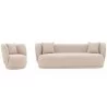 Manhattan Comfort Contemporary Siri Sofa and Accent Chair Set with Pillows In Wheat - Manhattan Comfort Contemporary Siri Sofa and Accent Chair Set with Pillows In Wheat