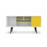 Liberty 53.14" Mid Century - Modern TV Stand (White and Yellow) - Front - Liberty 53.14" Mid Century - Modern TV Stand (White and Yellow) - Front