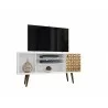  Liberty 53.14" Mid Century - Modern TV Stand with 5 Shelves and 1 Door - White BG -  Liberty 53.14" Mid Century - Modern TV Stand with 5 Shelves and 1 Door - White BG