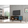 Liberty 53.14" Mid Century - Modern TV Stand (Rustic Brown and Aqua Blue)