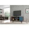 Liberty 53.14" Mid Century - Modern TV Stand (Rustic Brown and Aqua Blue) - Liberty 53.14" Mid Century - Modern TV Stand (Rustic Brown and Aqua Blue)
