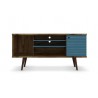 Liberty 53.14" Mid Century - Modern TV Stand (Rustic Brown and Aqua Blue) - Front
