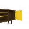 Liberty 53.14" Mid Century - Modern TV Stand (Rustic Brown and Yellow) - Opened Drawer