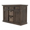 Nova Solo Halifax Mindi Wood Buffet with 2 Kubu Rattan Baskets - Front Side Angle