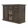 Nova Solo Halifax Mindi Wood Buffet with 2 Kubu Rattan Baskets - Front Side Angle - Nova Solo Halifax Mindi Wood Buffet with 2 Kubu Rattan Baskets - Front Side Angle