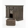 Nova Solo Halifax Mindi Wood Buffet with 2 Kubu Rattan Baskets - Front Side View - Nova Solo Halifax Mindi Wood Buffet with 2 Kubu Rattan Baskets - Front Side View