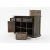 Nova Solo Halifax Mindi Wood Buffet with 2 Kubu Rattan Baskets - Front Side Opened Angle - Nova Solo Halifax Mindi Wood Buffet with 2 Kubu Rattan Baskets - Front Side Opened Angle