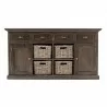 Nova Solo Halifax Mindi Wood Buffet with 4 Basket Set - Front Angle - Nova Solo Halifax Mindi Wood Buffet with 4 Basket Set - Front Angle