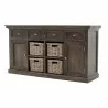 Nova Solo Halifax Mindi Wood Buffet with 4 Basket Set - Front Side Angle - Nova Solo Halifax Mindi Wood Buffet with 4 Basket Set - Front Side Angle