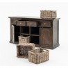 Nova Solo Halifax Mindi Wood Buffet with 4 Basket Set - Front Side Opened View