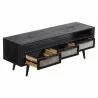 NovaSolo Nordic Smooth Boat Wood & Iron TV Dresser - 3 Drawers - Front Side Opened Angle - NovaSolo Nordic Smooth Boat Wood & Iron TV Dresser - 3 Drawers - Front Side Opened Angle