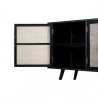 Nova Solo Nordic Mindi Smooth Boat Wood & Iron TV Dresser - 3 Doors - Closeup Side Angle
