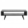  NovaSolo Nordic Mindi Smooth Boat Wood & Iron Coffee Table Open Shelf - Front Angle