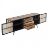  NovaSolo Nordic Rattan Boat Wood & Iron Buffet - 2 Doors 3 Drawers - Front Side Opened Angle