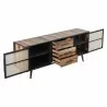 NovaSolo Nordic Rattan Boat Wood & Iron Buffet - 2 Doors 3 Drawers - Front Side Opened Angle -  NovaSolo Nordic Rattan Boat Wood & Iron Buffet - 2 Doors 3 Drawers - Front Side Opened Angle
