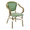Hand Painted Aluminum Frame Arm Chair W/ PE Weave And Binding Back And Seat - Green