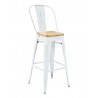 Industrial Barstool - Whitewash - Brown Seatplate
