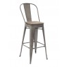 Industrial Barstool - Antique Bronze - Brown Seat Plate