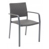 Aluminum Arm Chair W/ Gray Faux Teak Arms - AL-5725A - Anthracite Black