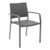 Aluminum Arm Chair W/ Gray Faux Teak Arms - AL-5725A - Anthracite Black - Aluminum Arm Chair W/ Gray Faux Teak Arms - AL-5725A - Anthracite Black