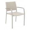 Aluminum Arm Chair W/ Gray Faux Teak Arms - AL-5725A - Gray