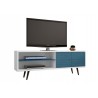 Liberty 62.99" Mid Century - Modern TV Stand (White and Aqua Blue) - White BG
