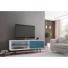 Liberty 62.99" Mid Century - Modern TV Stand (White and Aqua Blue) - Back