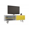 Liberty 62.99" Mid Century - Modern TV Stand (White and Yellow) - White BG