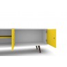 Liberty 62.99" Mid Century - Modern TV Stand (White and Yellow) - Opened Drawer