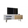 Liberty 62.99" Mid Century - Modern TV Stand - White and 3D Brown Prints