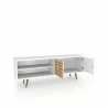 Liberty 62.99" Mid Century - Modern TV Stand - White and 3D Brown Prints - Drawers Opened - Liberty 62.99" Mid Century - Modern TV Stand - White and 3D Brown Prints - Drawers Opened