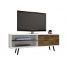 Liberty 62.99" Mid Century - Modern TV Stand (White and Rustic Brown) - White BG